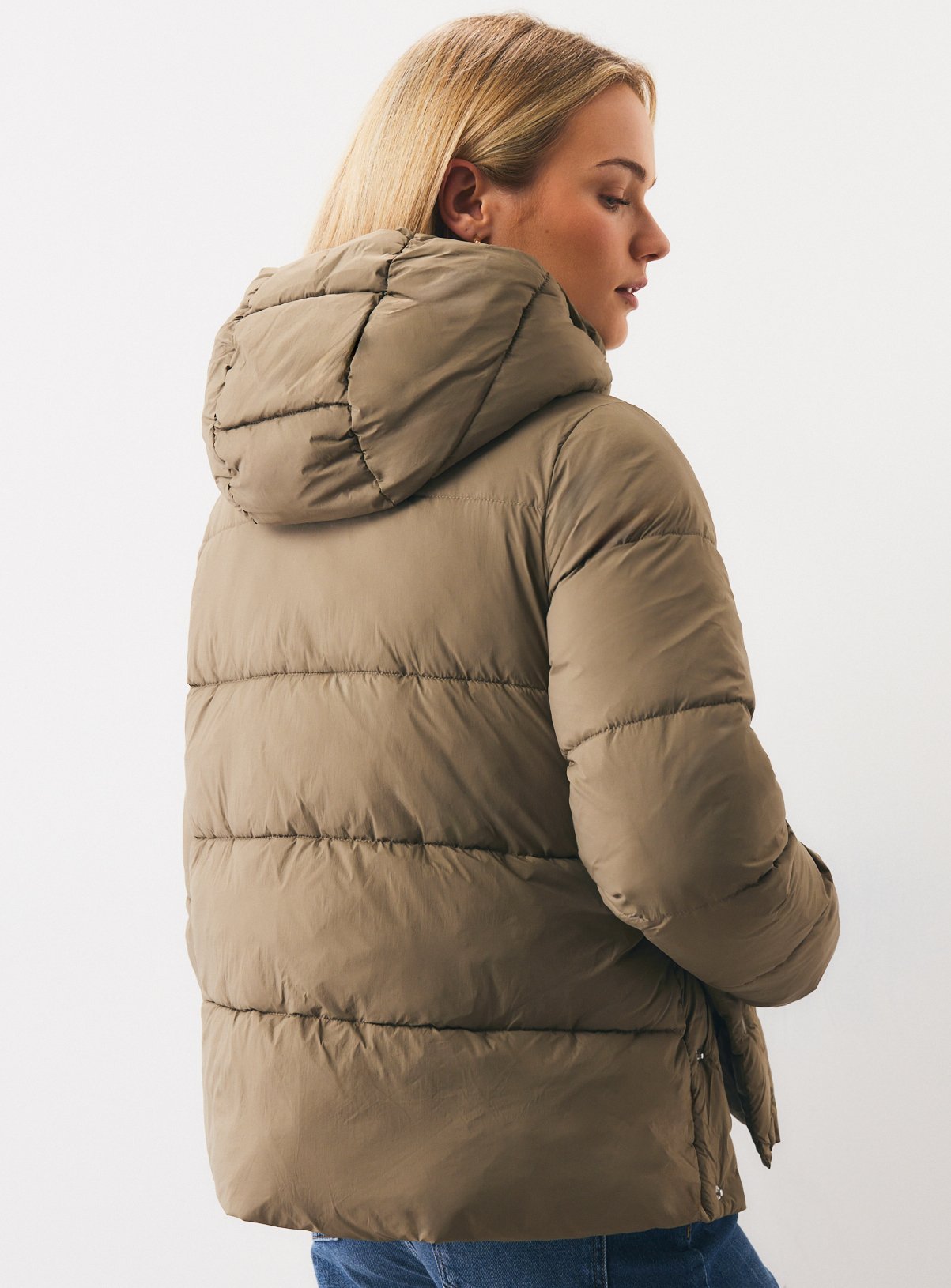 Light Green Side Popper Padded Jacket S - Image 4 thumbnail